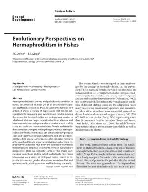 Evolutionary Perspectives on Hermaphroditism in Fishes