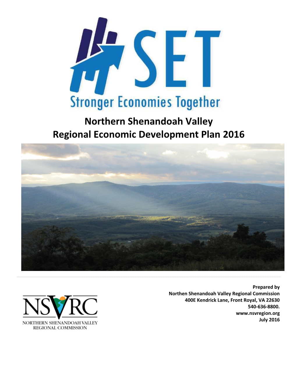 Northern Shenandoah Valley Regional Economic Development Plan 2016