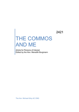 THE COMMOS and ME Article for Persons of Interest Edited by the Hon