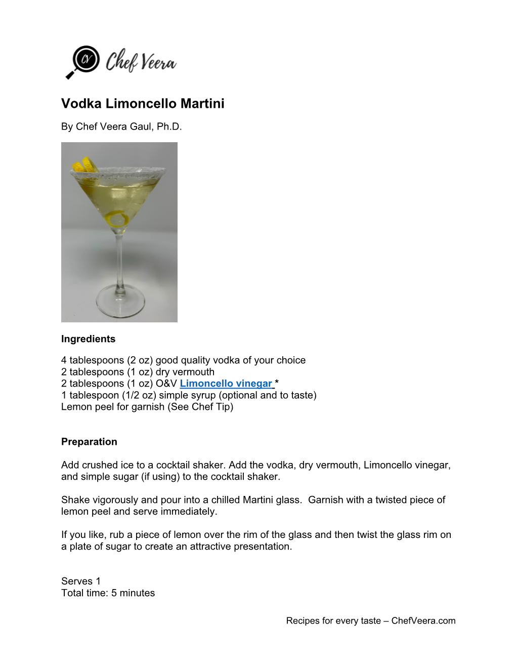Vodka Limoncello Martini