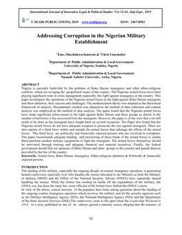 Addressing Corruption in the Nigerian Military Establishment