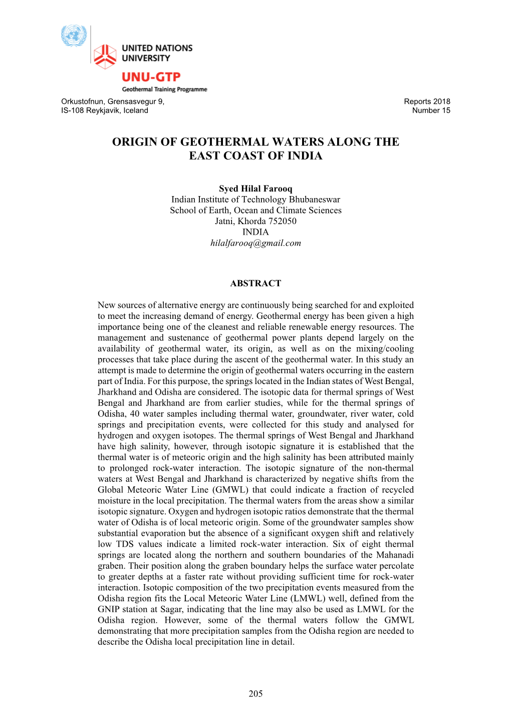 Origin of Geothermal Waters Along the East Coast of India