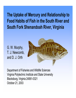 The Uptake of Mercury and Relationship to Food Habits of Fish in the South River and South Fork Shenandoah River, Virginia