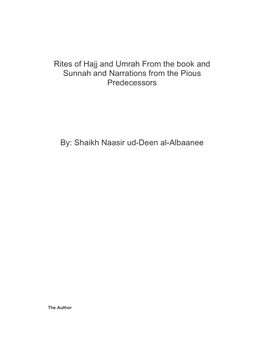 Rites of Hajj and Umrah from the Book and Sunnah and Narrations from the Pious Predecessors