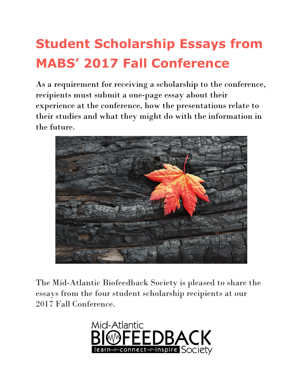 Student Scholarship Essays from MABS' 2017 Fall Conference