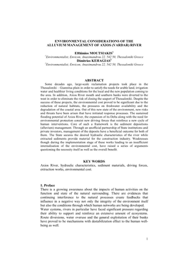 Environmental Considerations of the Alluvium Management of Axios (Vardar) River