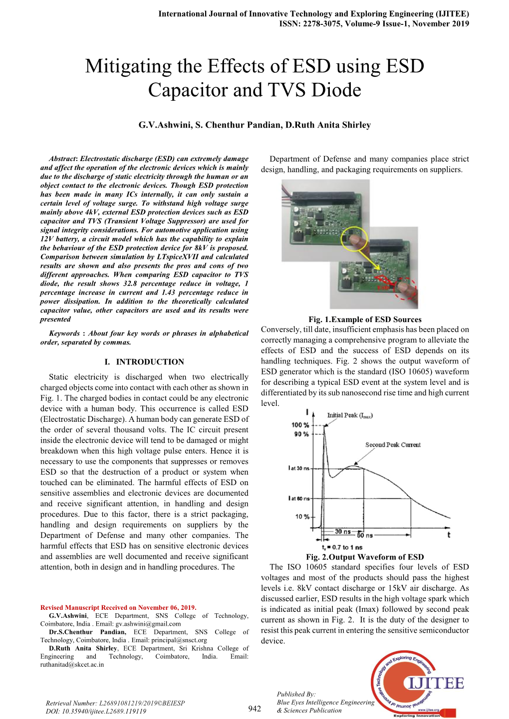 Mitigating the Effects of ESD Using ESD Capacitor and TVS Diode