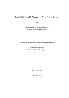 Sustainable Cannabis Aquaponics Production in Uruguay