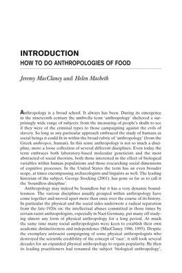 Introduction How to Do Anthropologies of Food