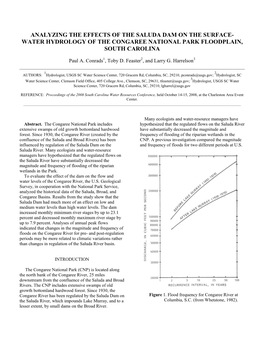 Analyzing the Effects of the Saluda Dam on the Surface-Water