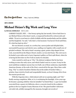 Michael Heizer's Big Work and Long View