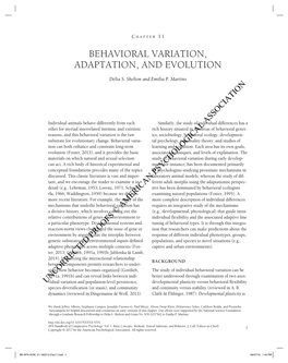 Behavioral Variation, Adaptation, and Evolution