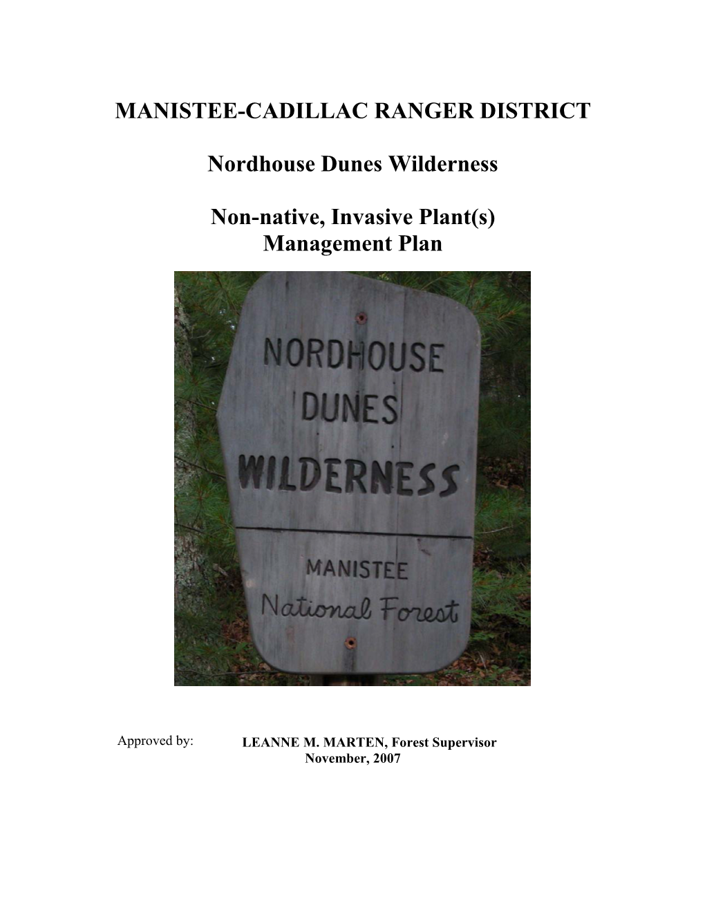 Nordhouse Dunes Wilderness Invasive Species Management Plan - DocsLib