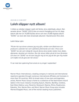 Laleh Släpper Nytt Album!