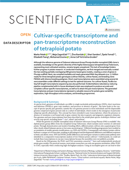 Cultivar-Specific Transcriptome and Pan-Transcriptome Reconstruction of Tetraploid Potato