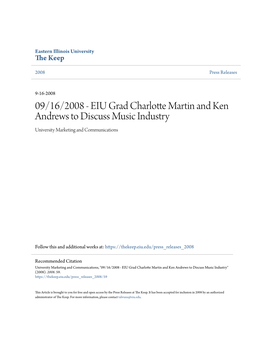 EIU Grad Charlotte Martin and Ken Andrews to Discuss Music Industry University Marketing and Communications