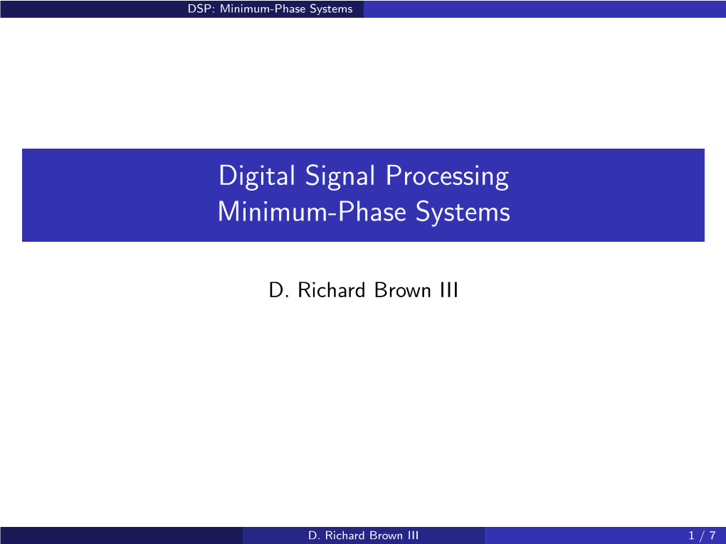 Digital Signal Processing Minimum-Phase Systems