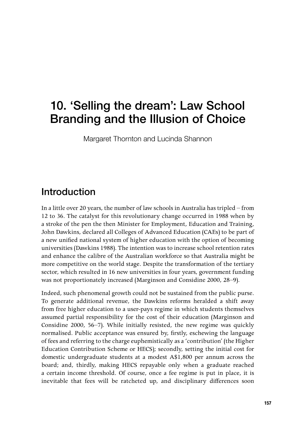 Law School Branding and the Illusion of Choice