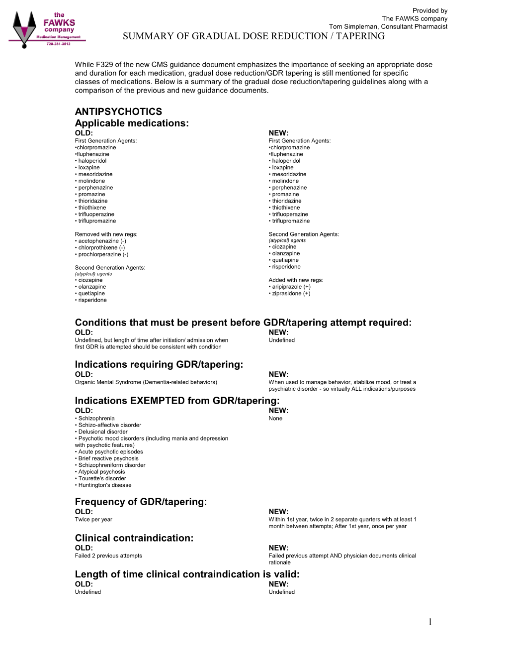 Summary of Gradual Dose Reduction / Tapering 1