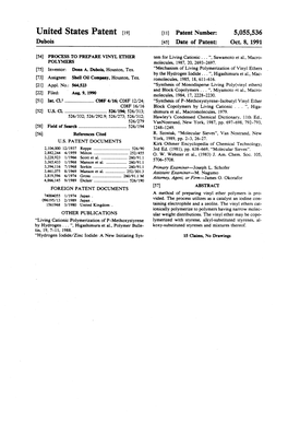 United States Patent [191 [11] Patent Number: 5,055,536 Dubois [45] Date of Patent: Oct