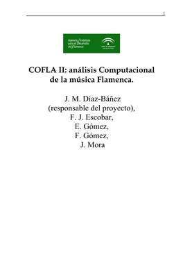 COFLA II: Análisis Computacional De La Música Flamenca. JM Díaz-Báñez