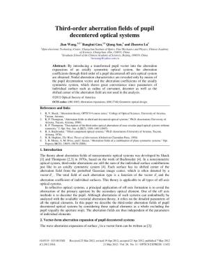 Third-Order Aberration Fields of Pupil Decentered Optical Systems