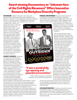 Award-Winning Documentary on “Unknown Hero of the Civil Rights Movement” Offers Innovative Resource for Workplace Diversity Programs