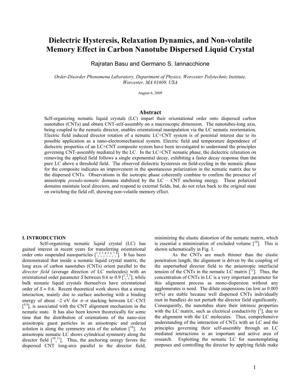 Dielectric Hysteresis, Relaxation Dynamics, and Non-Volatile Memory Effect in Carbon Nanotube Dispersed Liquid Crystal