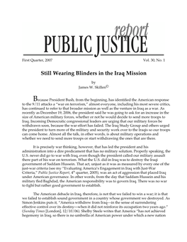 Still Wearing Blinders in the Iraq Mission
