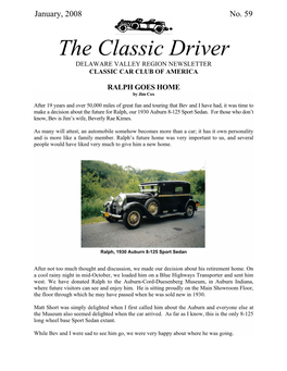 The Classic Driver DELAWARE VALLEY REGION NEWSLETTER CLASSIC CAR CLUB of AMERICA
