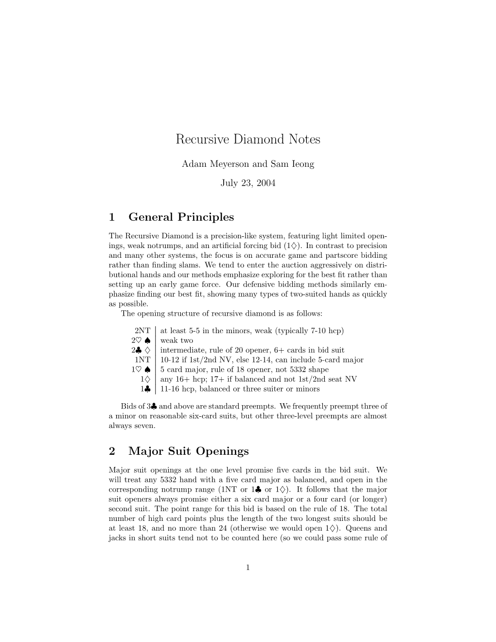 Recursive Diamond Notes