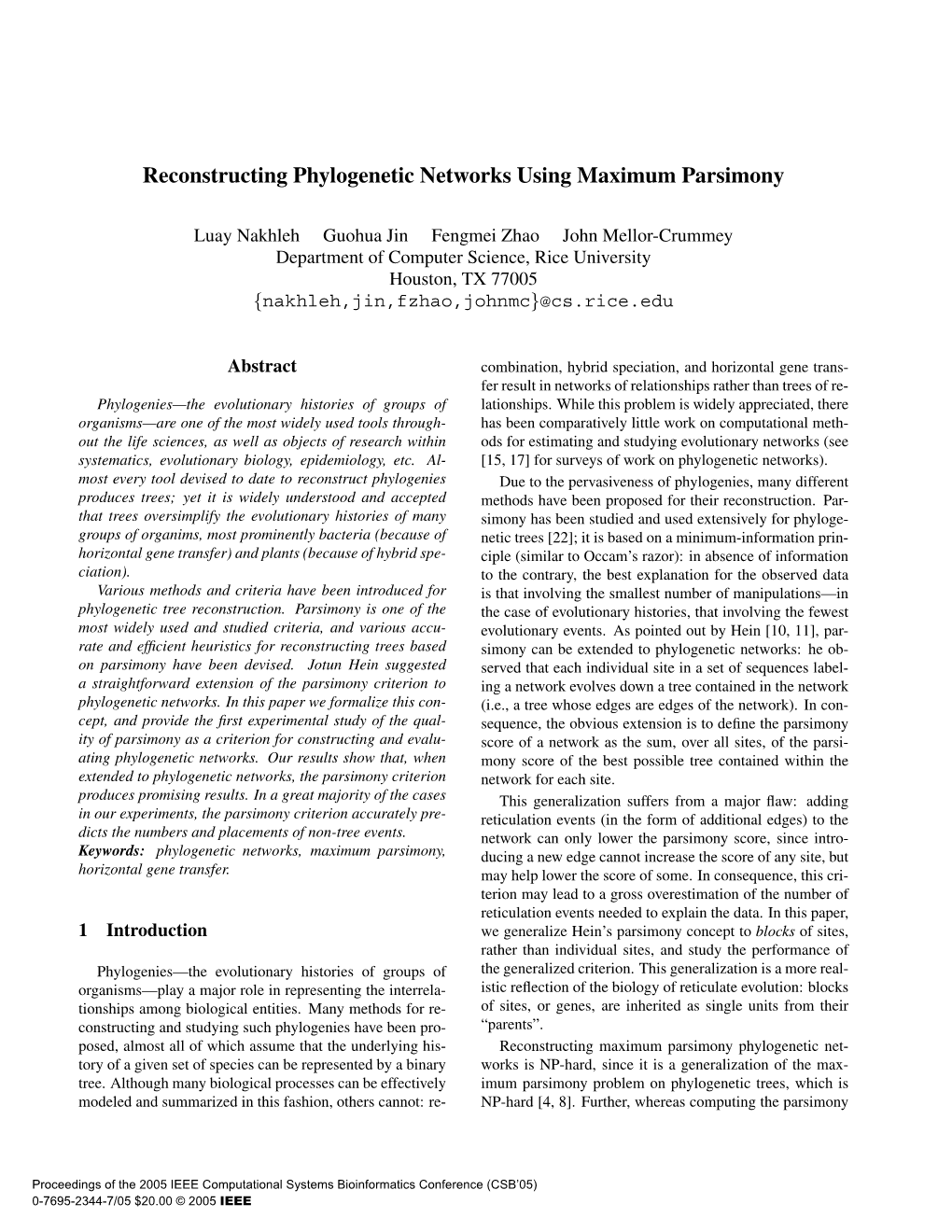 Reconstructing Phylogenetic Networks Using Maximum Parsimony