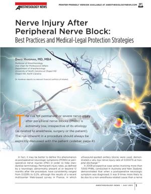 Nerve Injury After Peripheral Nerve Block: Allbest Rights Practices Reserved