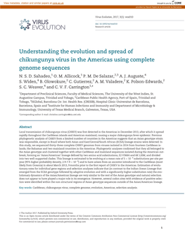 Understanding the Evolution and Spread of Chikungunya Virus in the Americas Using Complete Genome Sequences N