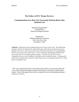 The Failure of FCC Merger Reviews