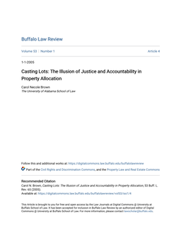 Casting Lots: the Illusion of Justice and Accountability in Property Allocation