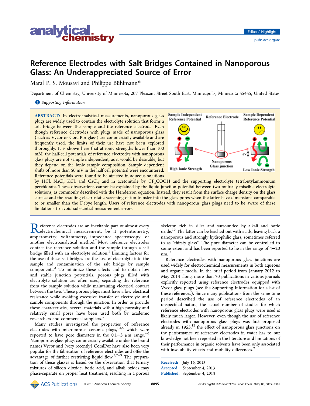 Reference Electrodes with Salt Bridges Contained in Nanoporous Glass: an Underappreciated Source of Error Maral P