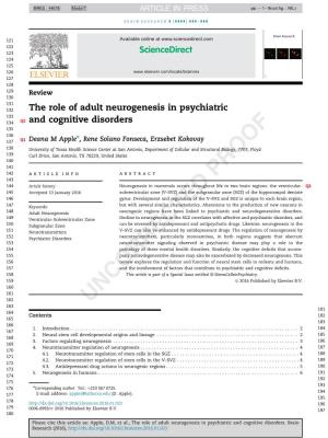 The Role of Adult Neurogenesis in Psychiatric and Cognitive Disorders