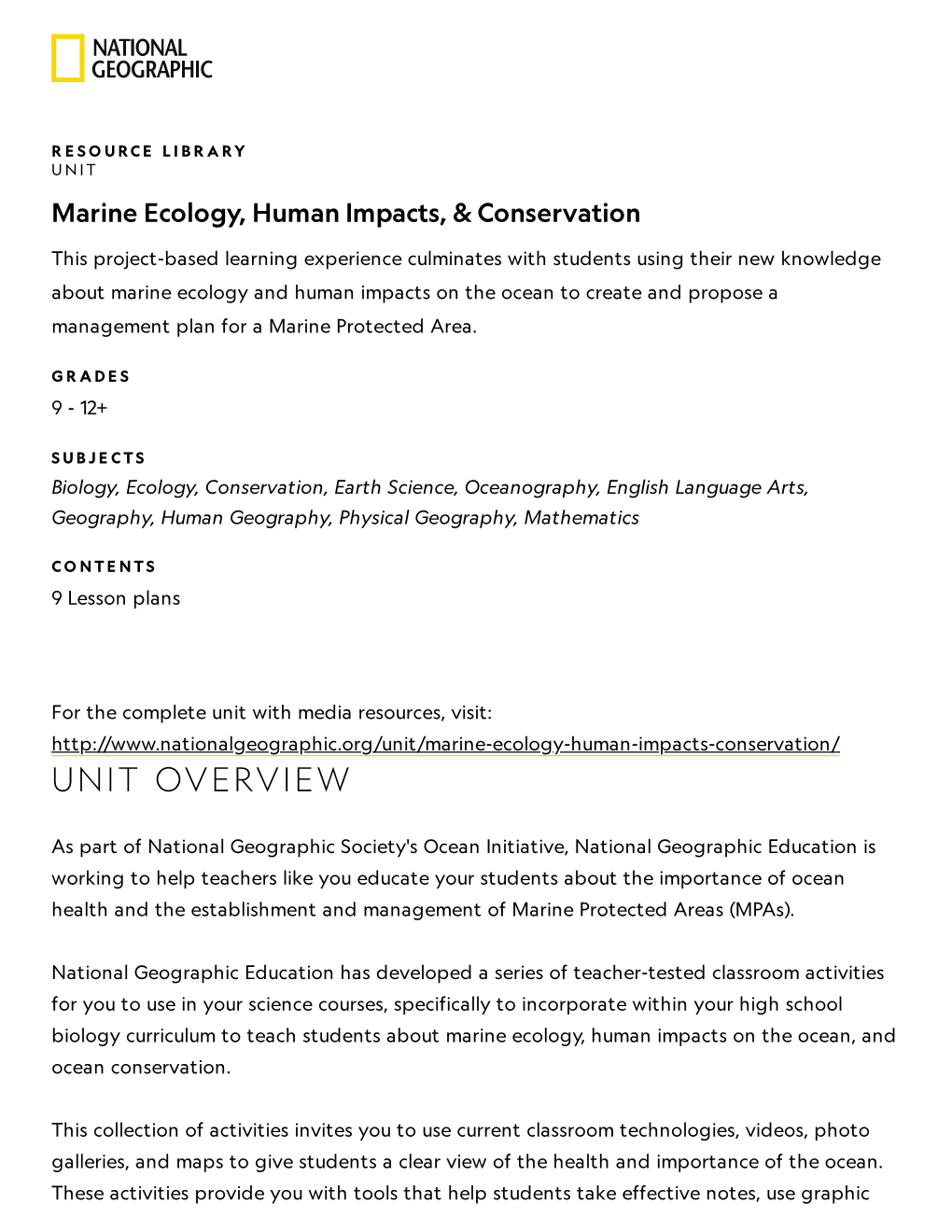 Marine Ecology, Human Impacts, & Conservation