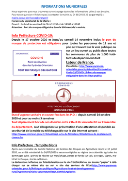 Info Préfecture COVID-19: Latour De France