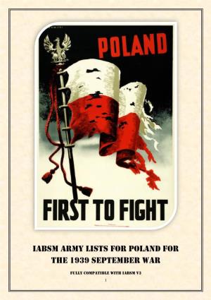 IABSM Army Lists for Poland for the 1939 September War