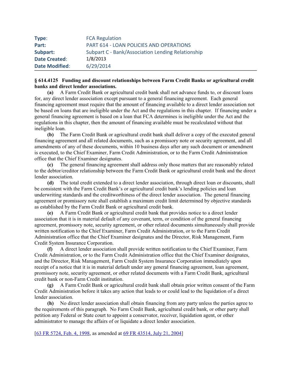 Funding and Discount Relationships Between Farm Credit Banks Or Agricultural Credit Banks