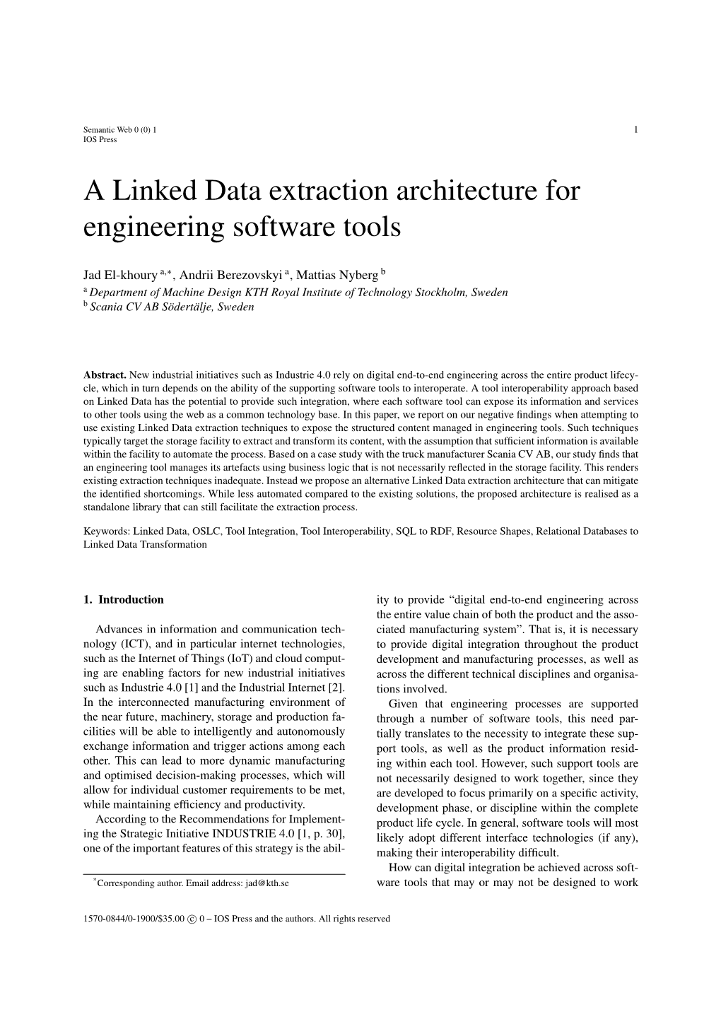A Linked Data Extraction Architecture for Engineering Software Tools