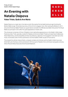 An Evening with Natalia Osipova Valse Triste, Qutb & Ave Maria