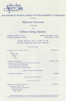 Ummer &gt;Oc Maureen Forrester Orford String Quartet