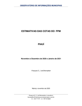 Estimativas Das Cotas Do Fpm Piauí