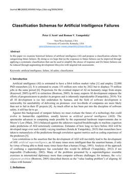 Classification Schemas for Artificial Intelligence Failures