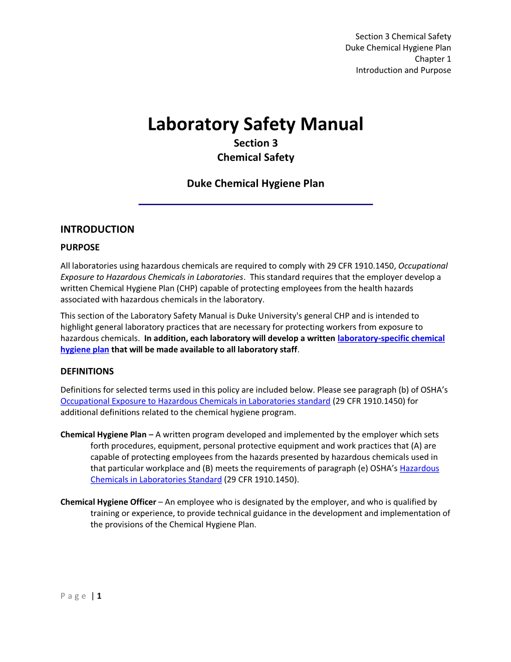 Chemical Hygiene/Safety Section Of The Lab Safety Manual - DocsLib