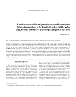 A Precise Ammonite Biostratigraphy Through the Kimmeridgian- -Volgian