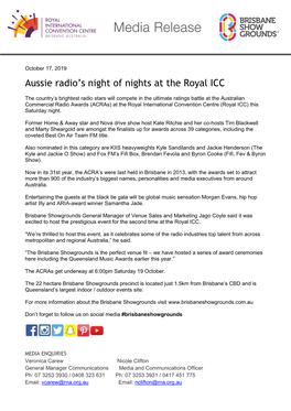 Aussie Radio's Night of Nights at the Royal